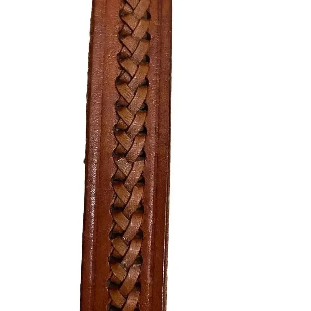 Brown Leather Weaved Western Bohemian Buckle One Size